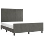 Dark gray velvet bed frame with headboard 140x190 cm by , Beds and slatted bases - Ref: Foro24-3125752, Price: 211,50 €, Disc...