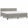 Box spring bed with light gray velvet mattress 160x200 cm by , Beds and slatted bases - Ref: Foro24-3130967, Price: 497,94 €,...