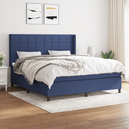 Box spring bed with blue fabric mattress 160x200 cm by , Beds and slatted bases - Ref: Foro24-3131447, Price: 590,96 €, Disco...