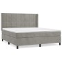 Cama box spring con colchón terciopelo gris claro 160x200 cm de , Camas y somieres - Ref: Foro24-3132687, Precio: 583,00 €, D...