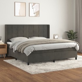 Box spring bed with dark gray velvet mattress 200x200 cm by , Beds and slatted bases - Ref: Foro24-3132700, Price: 702,54 €, ...