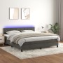 Cama box spring colchón y LED terciopelo gris oscuro 160x200 cm de , Camas y somieres - Ref: Foro24-3134412, Precio: 489,30 €...