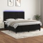 Box spring bed with mattress and LED black velvet 160x200 cm by , Beds and slatted bases - Ref: Foro24-3136133, Price: 543,93...