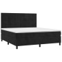 Box spring bed with mattress and LED black velvet 160x200 cm by , Beds and slatted bases - Ref: Foro24-3136133, Price: 543,93...