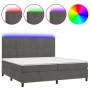 Cama box spring colchón y LED terciopelo gris oscuro 200x200 cm de , Camas y somieres - Ref: Foro24-3136144, Precio: 709,70 €...