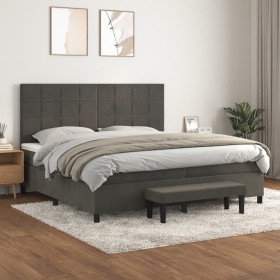 Cama box spring con colchón terciopelo gris oscuro 200x200 cm de , Camas y somieres - Ref: Foro24-3137864, Precio: 719,07 €, ...