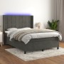 Box spring bed with mattress and LED dark gray velvet 140x200 cm by , Beds and slatted bases - Ref: Foro24-3139566, Price: 49...