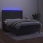 Box spring bed with mattress and LED dark gray velvet 140x200 cm by , Beds and slatted bases - Ref: Foro24-3139566, Price: 52...