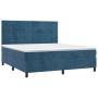 Box spring bed with dark blue velvet mattress 160x200 cm by , Beds and slatted bases - Ref: Foro24-3143035, Price: 554,53 €, ...