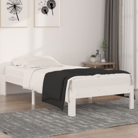 White solid wood single bed frame 90x190 cm by , Beds and slatted bases - Ref: Foro24-810331, Price: 74,69 €, Discount: %