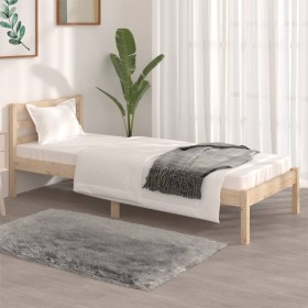 Solid pine wood bed frame 75x190 cm by , Beds and slatted bases - Ref: Foro24-810390, Price: 68,70 €, Discount: %