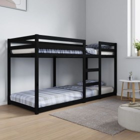 Solid black pine wood bunk bed 80x200 cm by , Beds and slatted bases - Ref: Foro24-821653, Price: 200,75 €, Discount: %