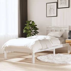 White solid wood single bed frame 90x190 cm by , Beds and slatted bases - Ref: Foro24-3100555, Price: 97,31 €, Discount: %