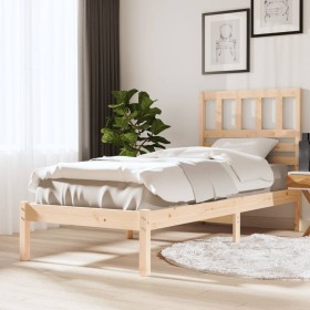 Solid pine wood bed frame 75x190 cm by , Beds and slatted bases - Ref: Foro24-3100983, Price: 86,81 €, Discount: %