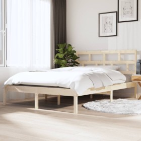 Solid pine wood bed frame 140x190 cm by , Beds and slatted bases - Ref: Foro24-3101198, Price: 117,06 €, Discount: %