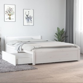 Estructura de cama con cajones blanco 120x190 cm de , Camas y somieres - Ref: Foro24-3103540, Precio: 229,99 €, Descuento: %