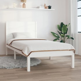 White solid wood single bed frame 90x190 cm by , Beds and slatted bases - Ref: Foro24-3104119, Price: 93,99 €, Discount: %