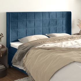 Headboard with dark blue velvet ears 163x16x118/128 cm by , Headboards and footboards - Ref: Foro24-3119638, Price: 124,51 €,...