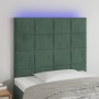 Headboard with LED lights dark green velvet 80x5x118/128 cm by , Headboards and footboards - Ref: Foro24-3122457, Price: 64,9...