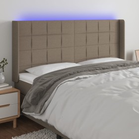 Taupe gray fabric headboard with LED 203x16x118/128 cm by , Headboards and footboards - Ref: Foro24-3124074, Price: 145,36 €,...