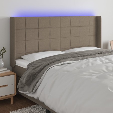 Taupe gray fabric headboard with LED 203x16x118/128 cm by , Headboards and footboards - Ref: Foro24-3124074, Price: 145,99 €,...