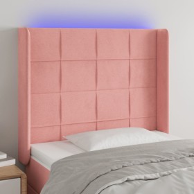 Pink velvet headboard with LED 83x16x118/128 cm by , Headboards and footboards - Ref: Foro24-3124083, Price: 80,57 €, Discoun...