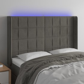 Cabecero con LED de terciopelo gris oscuro 147x16x118/128 cm de , Cabeceros y pies de cama - Ref: Foro24-3124097, Precio: 125...