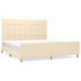 Estructura de cama con cabecero de tela color crema 160x200 cm de , Camas y somieres - Ref: Foro24-3125070, Precio: 234,68 €,...