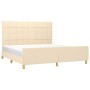 Estructura de cama con cabecero de tela color crema 160x200 cm de , Camas y somieres - Ref: Foro24-3125070, Precio: 234,68 €,...