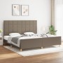 Bed frame with headboard in taupe gray fabric 200x200 cm by , Beds and slatted bases - Ref: Foro24-3125085, Price: 262,40 €, ...