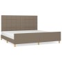 Bed frame with headboard in taupe gray fabric 200x200 cm by , Beds and slatted bases - Ref: Foro24-3125085, Price: 262,40 €, ...