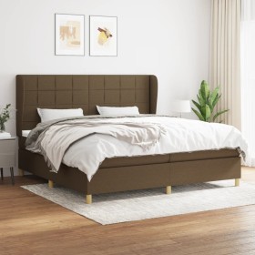 Cama box spring con colchón tela marrón oscuro 200x200 cm de , Camas y somieres - Ref: Foro24-3128552, Precio: 657,68 €, Desc...