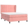 Box spring bed with pink velvet mattress 140x190 cm by , Beds and slatted bases - Ref: Foro24-3129212, Price: 531,86 €, Disco...