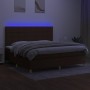 Box spring bed mattress LED lights dark brown fabric 200x200 cm by , Beds and slatted bases - Ref: Foro24-3135464, Price: 675...