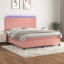 Box spring bed with mattress and LED pink velvet 160x200 cm by , Beds and slatted bases - Ref: Foro24-3136136, Price: 548,08 ...