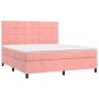 Cama box spring colchón y LED terciopelo rosa 160x200 cm de , Camas y somieres - Ref: Foro24-3136136, Precio: 540,99 €, Descu...