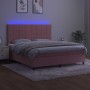 Cama box spring colchón y LED terciopelo rosa 160x200 cm de , Camas y somieres - Ref: Foro24-3136136, Precio: 540,99 €, Descu...