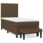 Cama box spring con colchón tela marrón oscuro 100x200 cm de , Camas y somieres - Ref: Foro24-3136576, Precio: 413,90 €, Desc...