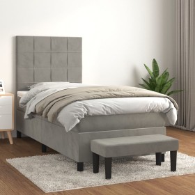 Box spring bed with light gray velvet mattress 80x200 cm by , Beds and slatted bases - Ref: Foro24-3137809, Price: 340,55 €, ...