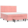 Box spring bed with pink velvet mattress 160x200 cm by , Beds and slatted bases - Ref: Foro24-3137856, Price: 575,19 €, Disco...