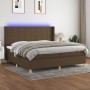 Cama box spring colchón luces LED tela marrón oscuro 200x200 cm de , Camas y somieres - Ref: Foro24-3138904, Precio: 679,98 €...