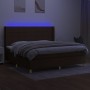 Box spring bed mattress LED lights dark brown fabric 200x200 cm by , Beds and slatted bases - Ref: Foro24-3138904, Price: 679...