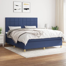 Box spring bed with blue fabric mattress 160x200 cm by , Beds and slatted bases - Ref: Foro24-3142351, Price: 563,96 €, Disco...