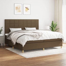 Cama box spring con colchón tela marrón oscuro 200x200 cm de , Camas y somieres - Ref: Foro24-3142364, Precio: 647,19 €, Desc...