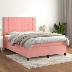 Cama box spring con colchón terciopelo rosa 140x190 cm de , Camas y somieres - Ref: Foro24-3143024, Precio: 508,85 €, Descuen...