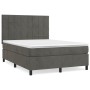 Box spring bed with dark gray velvet mattress 140x200 cm by , Beds and slatted bases - Ref: Foro24-3143026, Price: 502,72 €, ...