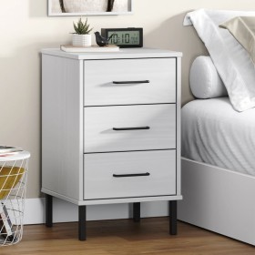 Bedside table metal legs solid white pine wood OSLO by vidaXL, Nightstands - Ref: Foro24-350978, Price: 57,99 €, Discount: %