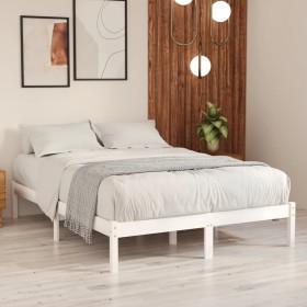 Estructura de cama doble pequeña madera maciza blanca 120x190cm de , Camas y somieres - Ref: Foro24-809988, Precio: 92,81 €, ...