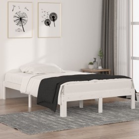 Small double bed frame white solid wood 120x190cm by , Beds and slatted bases - Ref: Foro24-810336, Price: 96,30 €, Discount: %