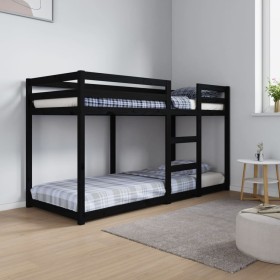 Solid black pine wood bunk bed 75x190 cm by , Beds and slatted bases - Ref: Foro24-821663, Price: 183,84 €, Discount: %